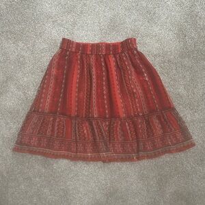 LOFT Red Patterned Skirt